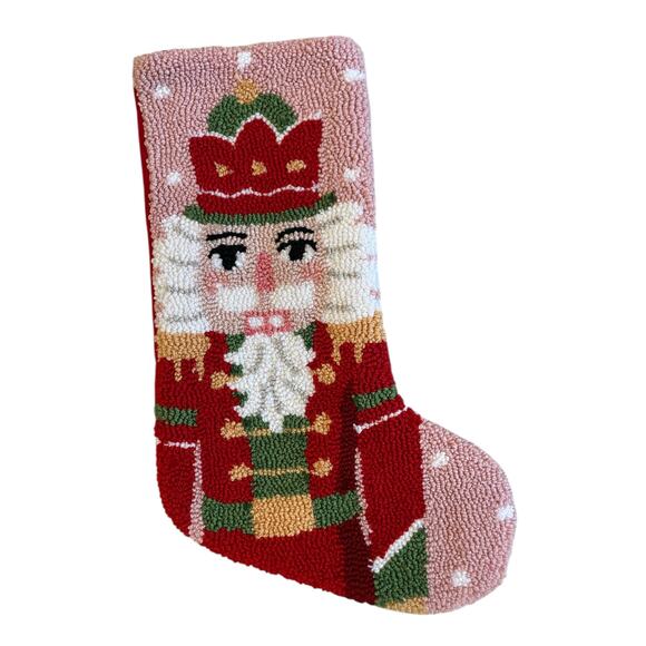 Peking Handicraft NUTCRACKER Hook Stocking 20in Pink Christmas Holiday Decor NEW - Picture 1 of 14